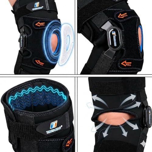 TIMTAKBO Medium Hinged Knee Brace With Side Stabilizers for Men Women Black
