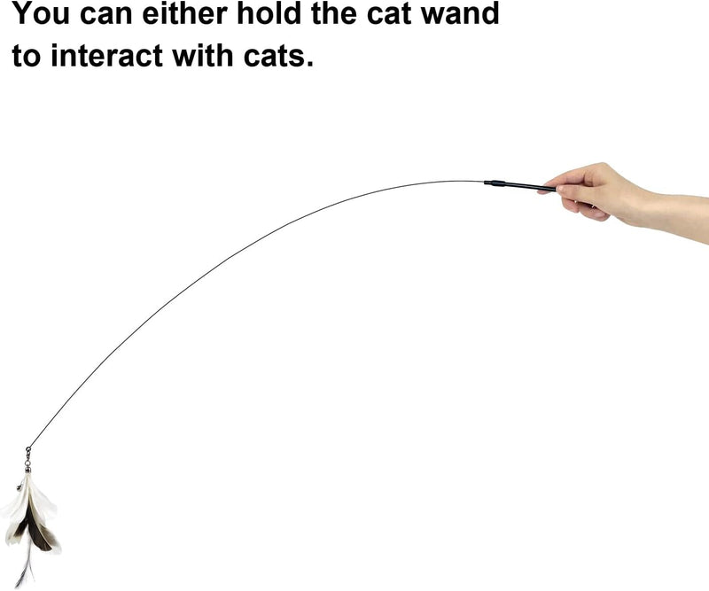 Cat Wand Toys with Suction Cup, Interactive Bird Simulation Cat Toy Set,Cat Teaser Cat Toys,Flexible Steel Wire and 3Pcs Replacement Feather Refills with Bells. Suction Toy Set(3 Refills） - BeesActive Australia
