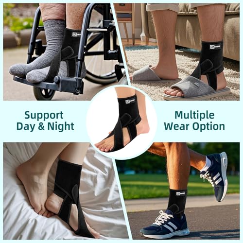 AFO Foot Drop Brace for Walking, Plantar Fasciitis Night Splint Black-Left