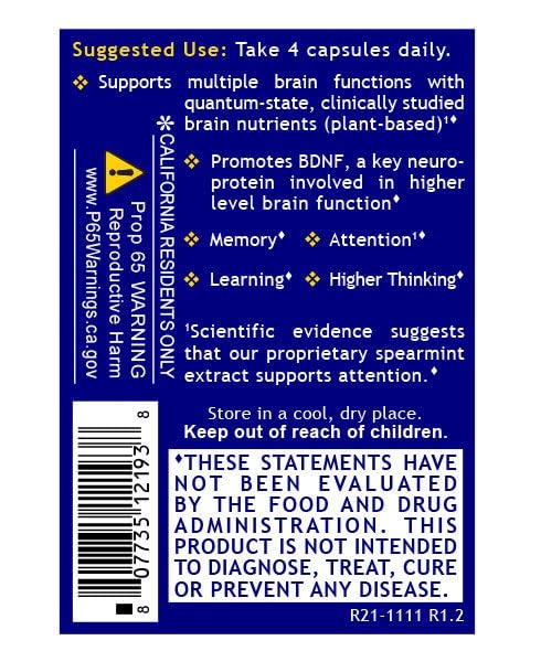 Quantum Nutrition Labs Brain Prodigy - Brain Supplements for Memory and Focus, Focus Supplement, Vitamin for Concentration and Memory Support for Adults, for Men and Women - 120 Vegetarian Capsules