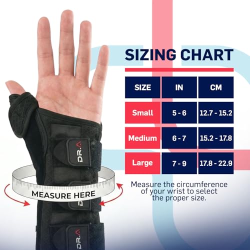 Doctor-Developed Carpal Tunnel Wrist Brace Night Support, Thumb Spica Splint Left Hand for De Quervains Tenosynovitis, Tendonitis, Wrist Brace With Thumb Support-Small/Medium-Women & Men, Black Left Hand - Black Small/Medium