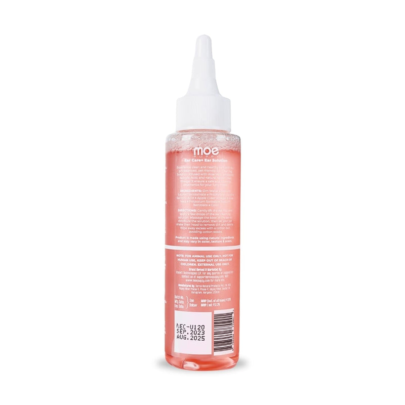 Moe Puppy Ear Care+ Dog Ear Cleaner Solution | Ear Drops for Dogs & Cats | Removes Wax Build Up, Relieves Itchy Ears & Eliminates Ear Odour | Gentle Ear Cleaning Solution (100ml)