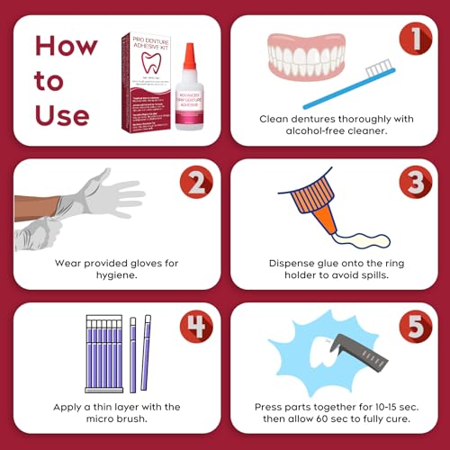 Dental Lab Fast-Setting Denture Repair Glue – Instant Bonding Adhesive for Crack Repair & Gap Filling, Strong Temporary Hold for Dentures & Lab Tools, Sets in 15-60 Seconds, 1oz Black