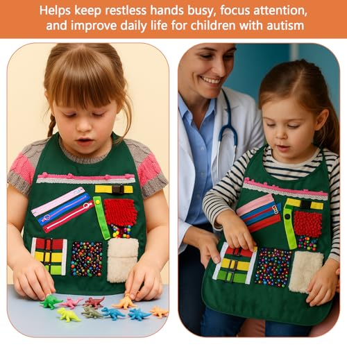 Elderly Sensory Apron, Fidget Blanket for Dementia Alzheimer, Calming Anxiety Relief Aids for Comfort & Stimulation