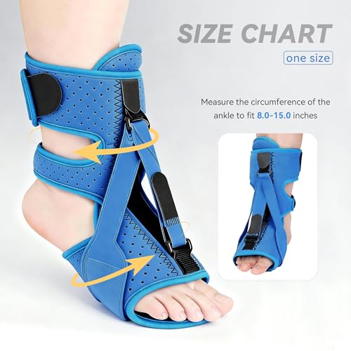 Upgrade Plantar Fasciitis Night Splint and Brace,plantar fasciitis relief with Soft Memory Foam Pad,achilles tendonitis brace for Women & Men,with Massage Ball for Tension Relief,Arch Pain, Heel Spur, Foot-drop and Achilles Tendonitis (Blue) Blue