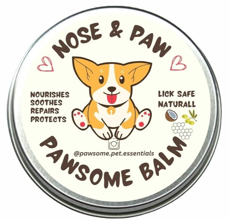 PAWSOME BALM - 100% Natural Dog Paw and Nose Balm - Soothes & Repairs Cracked Paws, Nourishes & Protects, Lick-Safe Moisturizer - Made in the UK - 30g 30 Grams