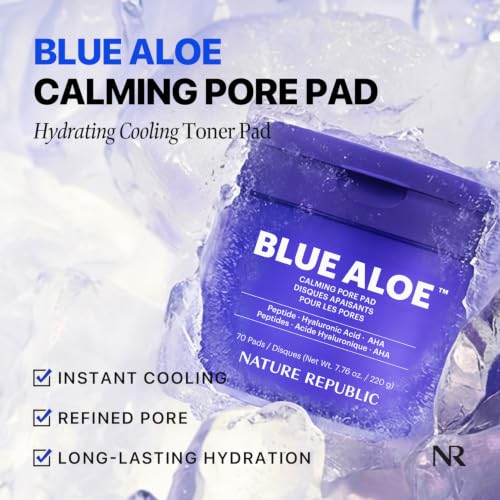 Nature Republic Blue Aloe Calming Pore Toner Pads, 70 Pads 1 Count (Pack of 1)