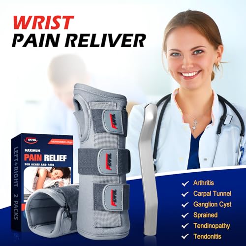 FEATOL Wrist Brace Splint Carpal Tunnel for Women Men, Night Wrist Sleep Support Brace, Left Hand, Small/Medium, Pain Relief for Sprain, Arthritis, Tendonitis Small/Medium (Pack of 1) Left Hand-Dark Grey