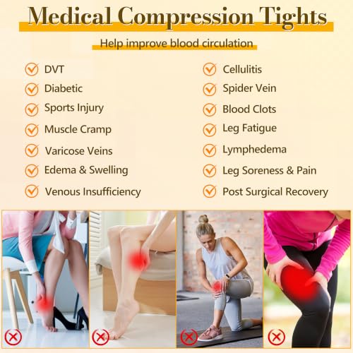 20-30 mmHg Medical Compression Pantyhose, Compression Tights Women X-Large Black
