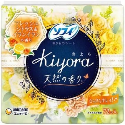 Sofy Kiyora Ylang Ylang & Citrus Scent Sheet Fragrance (72 Count x 3) with Panty Liner + DailyGlow Original Wipes Unicharm - BeesActive Australia