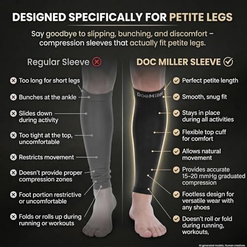 Doc Miller Calf Compression Sleeve for Petite Women & Men, 15-20 mmHg X-Large Beige