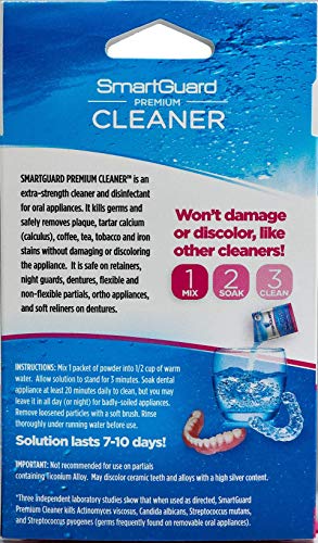SmartGuard Premium Cleaner Crystals & Cleaning Case -(110 Cleanings)- Removes Stain, Plaque, & Bad Odor from Clear Braces, Dentures, Night Guards, Mouth Guard, & Retainers. 11 Piece Set