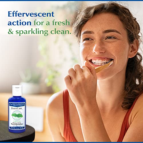 Eco-Dent DailyCare Baking Soda Toothpowder, Mint - Fluoride-Free Toothpaste Powder, SLS-Free Tooth Powder with Minerals, and Essential Oils, Toothpaste Alternative, 2 Oz Each (Pack of 6)