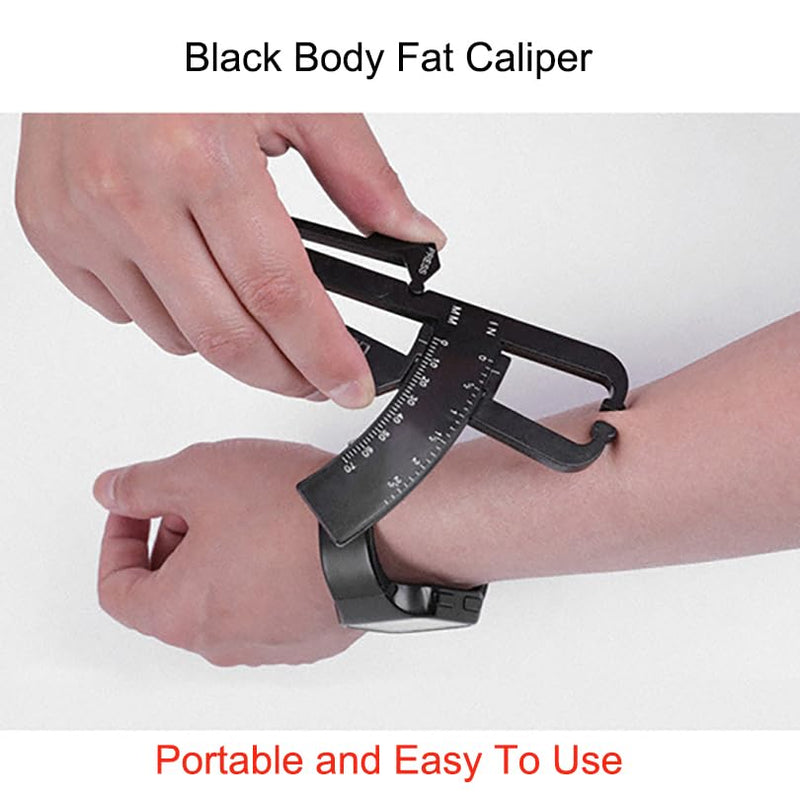 Body Fat Caliper and Measuring Tape for Body Weight-Loss Skin Fold Fitness, Skinfold Body Fat Analyzer and BMI Measurement Tool Black - BeesActive Australia