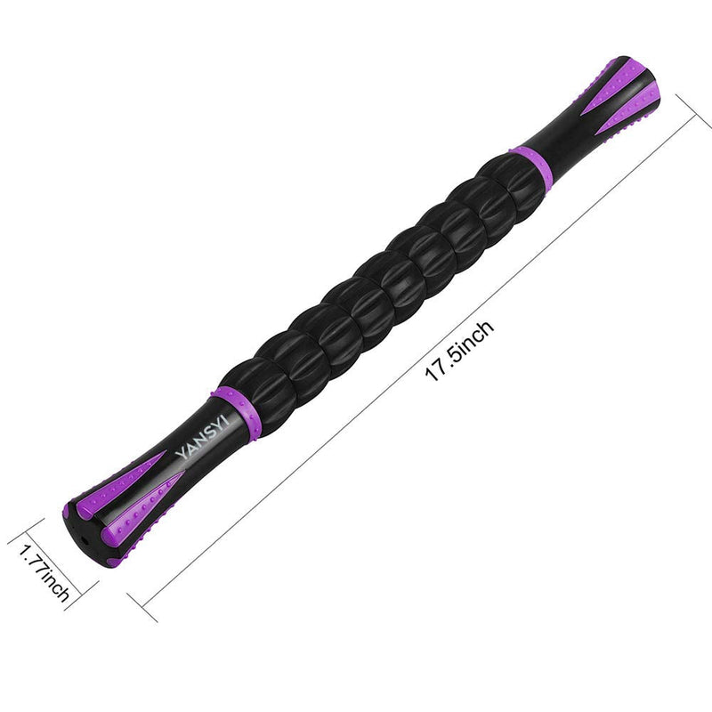 YANSYI Professional 9-Roller Deep Tissue Massage Stick - Portable Muscle Recovery Roller for Athletes, Relieves Post-Workout Soreness & Leg/Back Pain - Portable Physio Tool (Purple) Purple