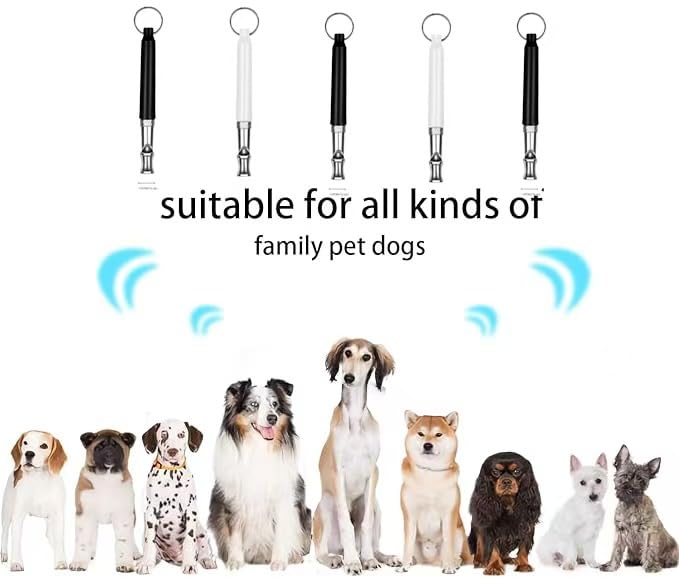 2 Pack Dog Whistle, Dog Whistle to Stop Barking Neighbors Dog Adjustable Ultrasonic Silent Dog Whistle, Professional Recall Dog Training Whistles, with Lanyard (Black and White) - BeesActive Australia