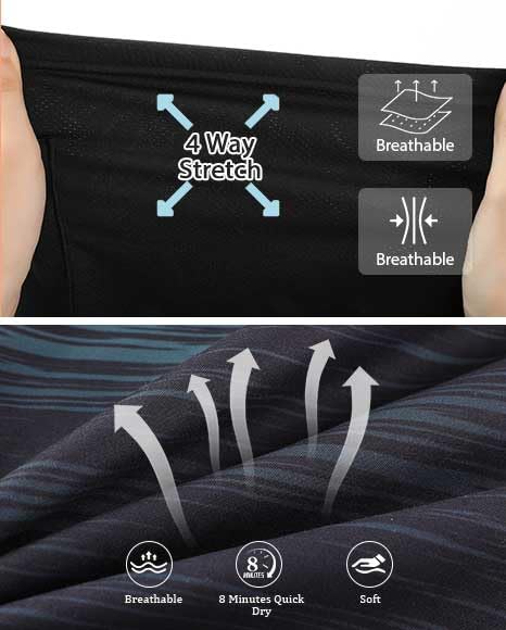 westwolf Men's Swim Trunks with Compression Liner 9" Quick Dry Board Shorts A Black Green Medium
