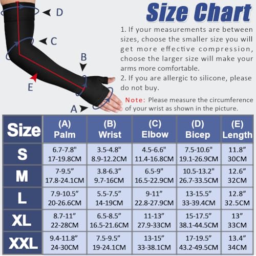 beister Lymphedema Medical Compression Arm Sleeve with Gauntlet for Men & Women (Single), 20-30 mmHg Full Arm Support. Large Black