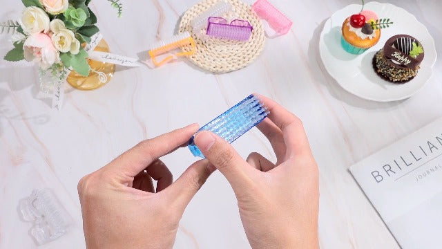 EBOOT 4 Pcs Nail Brush for Scrubbing 3x1.5 x1'', Pink,Clear,Orange,Purple