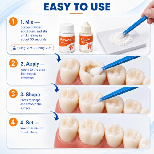 Dental Care Kit: Dental Cement Glue Adhesive for Crowns, Bridges, Teeth Dental Cement Glue Adhesive