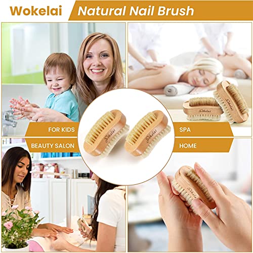 Nail Brush for Cleaning Fingernails, 2 Pieces Wooden Fingernail Toenail Scrub Brushes with Natural Boar and Sisal Bristle, Two-Sided Hand Foot Nail Scrubber Manicure Pedicure Supply Men Women Girls Natural Wood Color