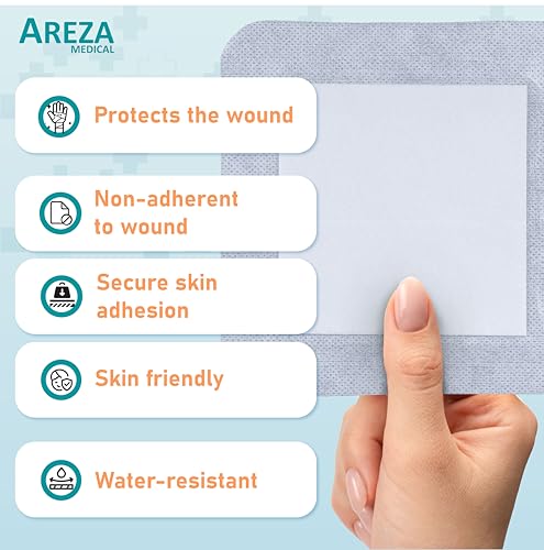 Areza Medical - Bordered Gauze Island Dressing - Wound Dressing - Latex Free - sterile - 6" x 6" - 20 per Box (Pack of 2) 6" x 6" - 20 PCS (Pack of 2)