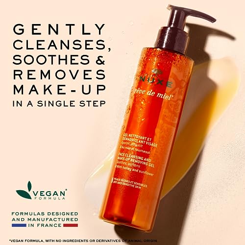 NUXE Reve de Miel Facial Cleanser & Makeup Remover For Dry Skin, 6.7 Fl Oz