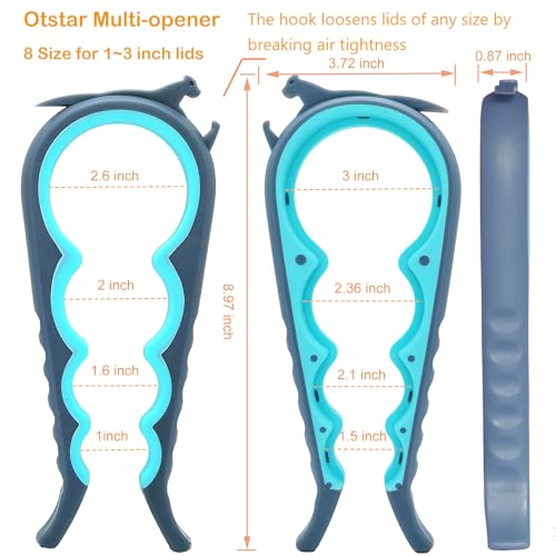 Otstar Jar Opener & Bottle Opener for Seniors with Arthritis, Weak Hands Blue and Grey 1 Pcs: 1 Jar opener
