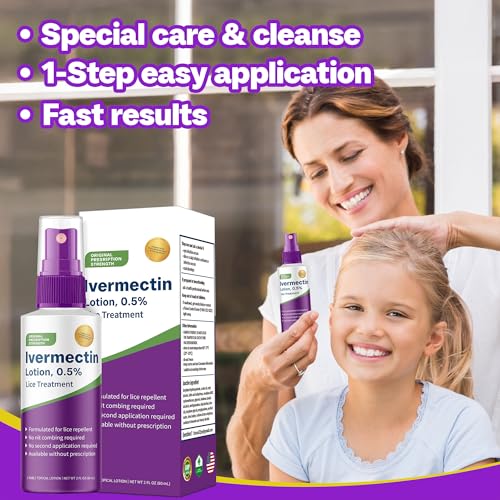 Ivermectin Lotion 0.5%, Formulated for Lice Treatment, No Head Combing Required & Just One Application Will Done, 2 oz