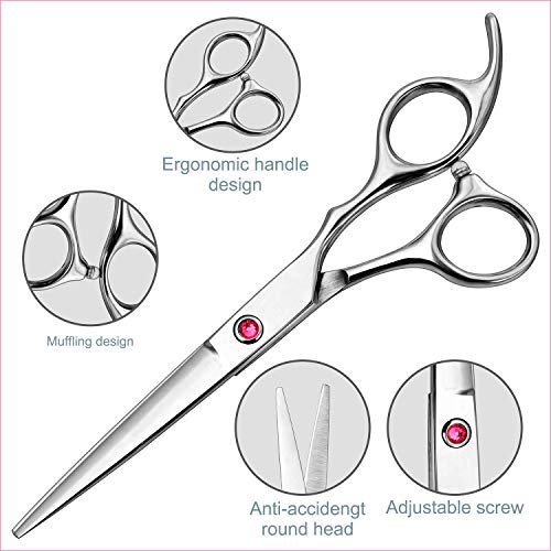 Fcysy Professional Barber Scissors - Thinning Shears for Men & Women, Salon Hair Trimming Kit with Scissors Set Pink 13pcs