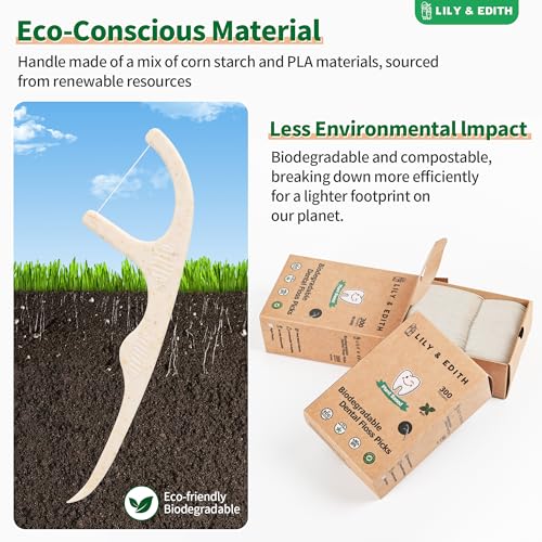 Lily and Edith Plant Based Floss Pick with Silicone Bag Set