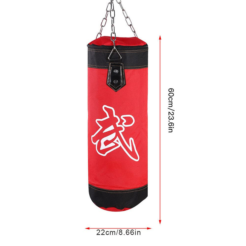 Sorandy Empty Training Boxing Sandbag, Oxford Cloth Material, Shock Absorbing Punching Bag, Kickboxing Sand Bag with Metal Chain, for Hand and Foot Development (Red), 60CM