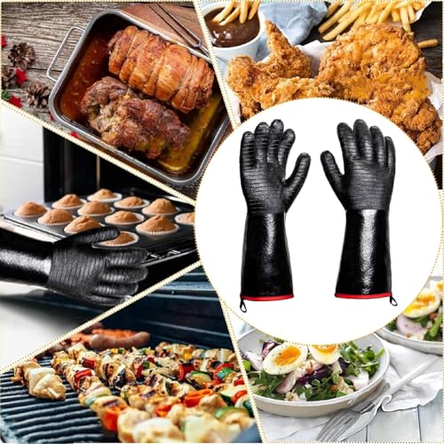 BBQ Grilling Gloves, 1472°F Thicken Thermal Gloves w/S-Hook