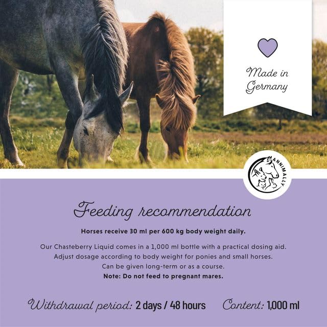 Annimally Monk’s Pepper Liquid for Horses 1000 ml - Daily Supplement with Monk’s Pepper, Ashwagandha, Passion Flower & Black Cohosh, Made in Germany