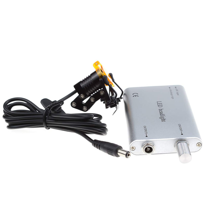 Silver Headlight Headlamp,3W LED Head Light with Universal Metal Clip Filter for Binocular Loupes