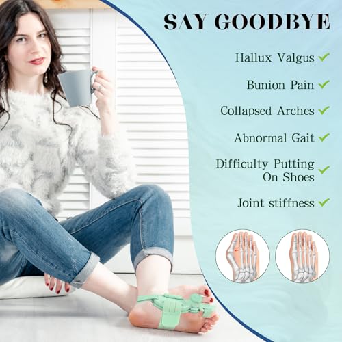 Bunion Corrector for Women & Men, Non-Surgical Bunion Fix for Hallux Valgus, Adjustable Toe Alignment Splint for Hallux Valgus,Big Toe Straightener with Non-Slip Separators,Left & Right Foot Upgrade Green