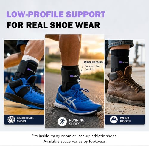 Ankle Brace, Figure 8 Lace Up Stabilizer with Side Support Pads Black X-Large