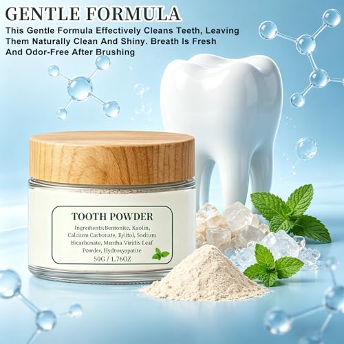 Tooth Powder, Remineralizing Tooth Powder with Mint, Tooth Powders with Hydroxyapatite for Remineralizing Teeth, Fluoride-Free Gentle Clean and Daily Oral Care 1.76 Oz (2Pcs) 1 Ounce (Pack of 2)