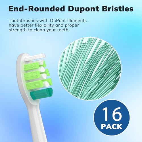 Toothbrush Replacement Heads for Philips Sonicare 16(Green and Blue) Pack Soft Replacement Electric Toothbrush Head Compatible with Philips Sonicare Electric Toothbrush Blue and Green