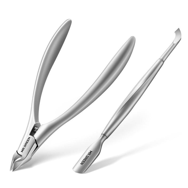 MR.GREEN Cuticle Nippers Innovate Cuticle Scissors Built-in Spring Clippers Trimmer Dead Skin Remover Manicure Beauty Tool (Cuticle Nipper+Manicure Pusher) Cuticle Nipper+manicure Pusher - BeesActive Australia