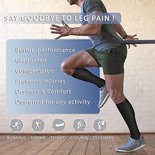 Copper Compression Socks 15-20 mmHg for Men & Women 8 Pairs – Circulation Support for Nurses, Travel, Running, Hiking, Soccer A00- Black Large-X-Large