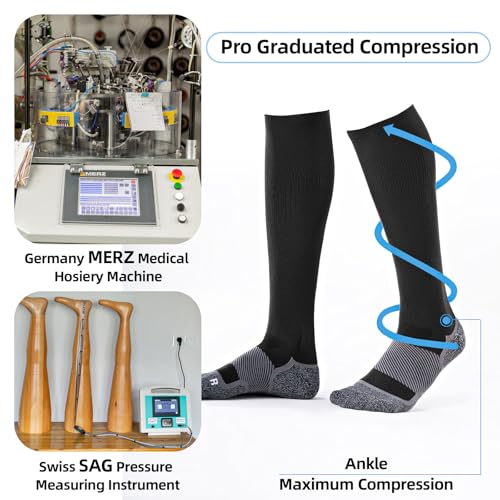 Medical Compression Socks 20-30 mmHg for Men Women (3 Pairs) - Best Support for Daily Wear, Flying, Sport, Circulation Large-X-Large Black