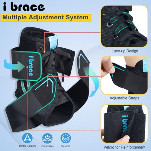 Ankle Brace, Lace Up Adjustable Support, Ankle Stabilizer for Running, Basketball, Injury Recovery, Sprain, Suitable for Men and Women, Black, Single Small
