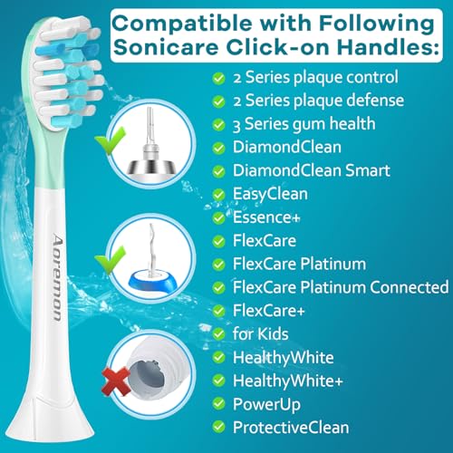 Aoremon Toothbrush Replacement Heads for Sonciare C3 - Brush Heads for Philips Sonicare 2 Series 3 Series ProtectiveClean 4100 5100 6100 DiamondClean FlexCare HealthyWhite G3 W3 C2 G2 C1