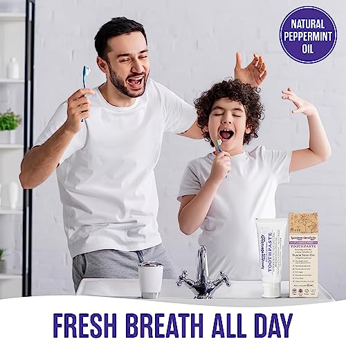 SprinJene Fluoride Free Toothpaste - Patented Natural Toothpaste with Black Seed Oil & Zinc - Made in the USA - Vegan Non Fluoride for Fresh Breath Preservative Free (4 Pack) Pack of 4 Sensitivity - Fluoride Free