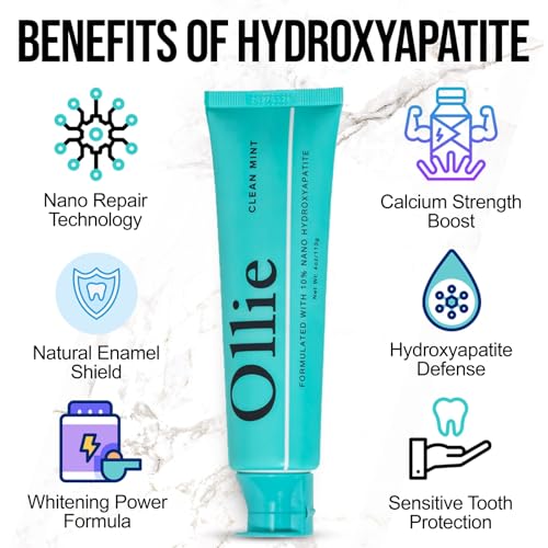 Ollie Clean Mint Nano Hydroxyapatite Toothpaste & Whintening Strips 24 Strips, 12 Treatments for Teeth Whitening