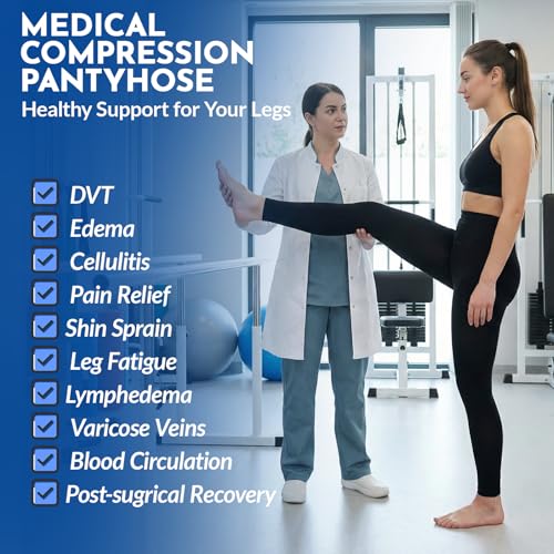 Medical Compression Leggings 20-30mmHg Graduated Support Pantyhose Large Black
