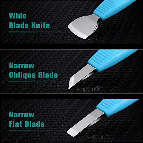 BEZOX Ingrown Toenail Removal Blades and Foot Callus Knife - 3 Different Blades Pedicure Knives with Toenail Lifter and Thick Nail File - Blue
