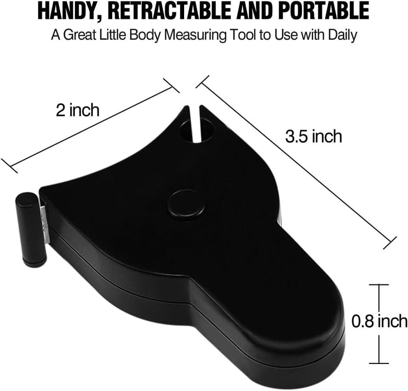 3PCS Body Measure Tape 60 inch (150cm), Automatic Telescopic Fat Measure for Body Measurement & Weight Loss to Track Weight Loss Muscle Gain by One Hand Black - BeesActive Australia