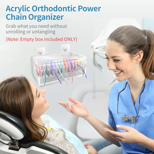Acrylic Orthodontic Power Chain Organizer, Dental Organizer for Rubber Chain, Orthodontic Elastic Power Chain Dispenser Reel Box with Flip Lid, Dental Office Supply